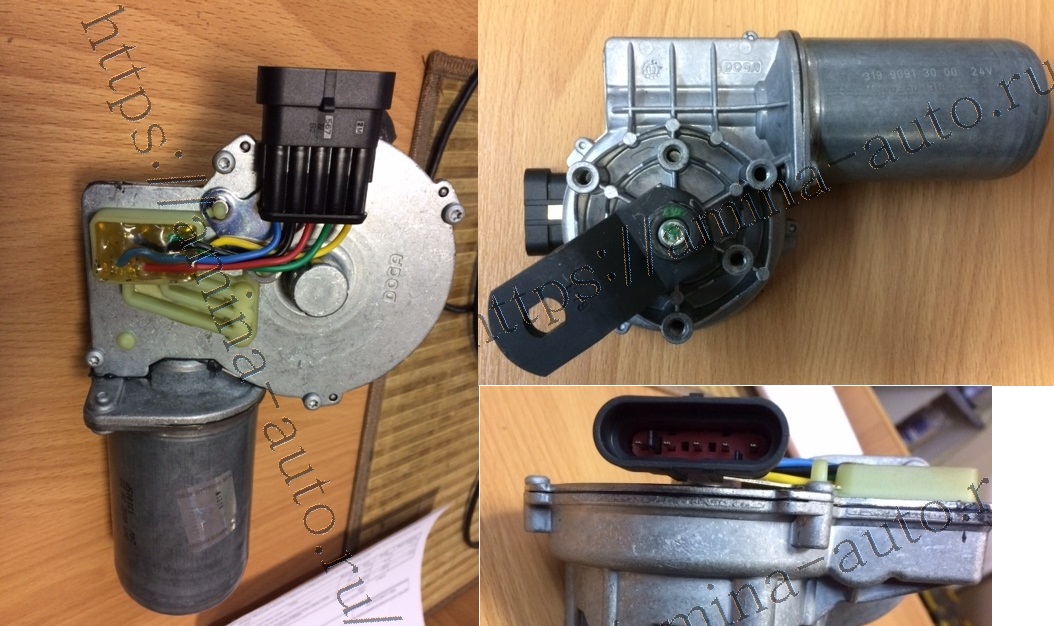 Мотор стеклоочистителя (HND) 24 V с флажком, фишка 5 контактов в ряд