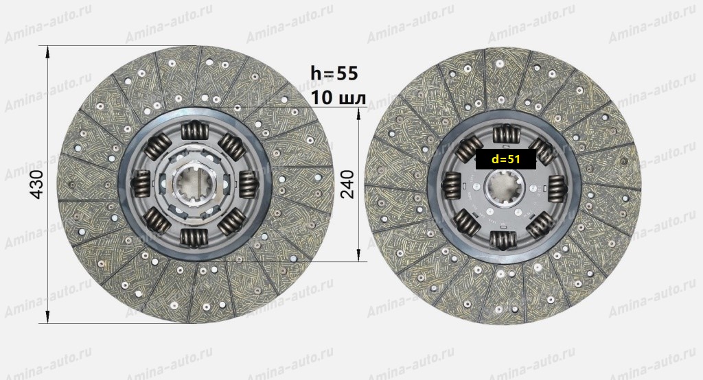 Диск сцепления D=430 мм  (D430x10Zx51) усиленный (YC6MK9375N-50, ISLe) обратный выжим