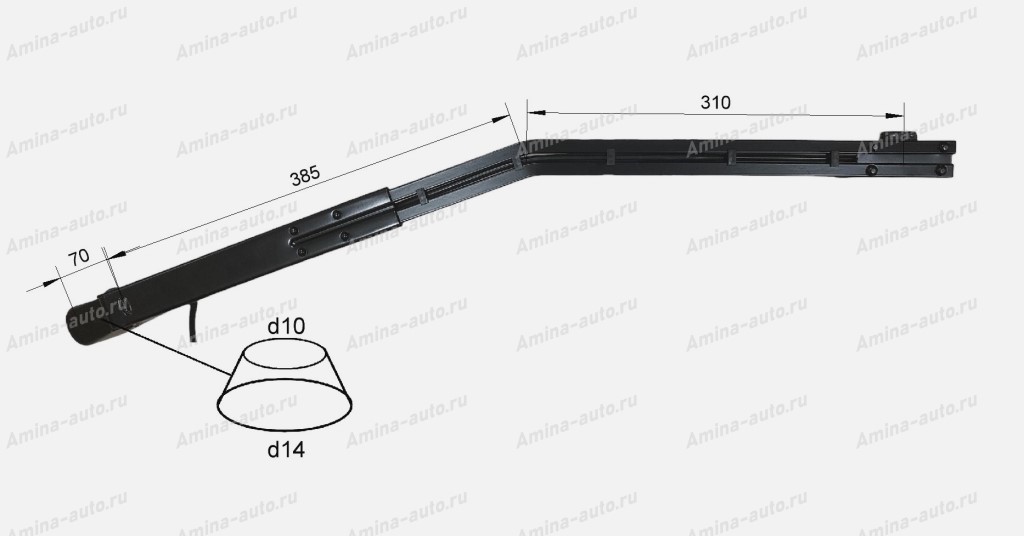 Поводок стеклоочистителя (ZhongTong) 70/385/310 d=10 RH плоский *