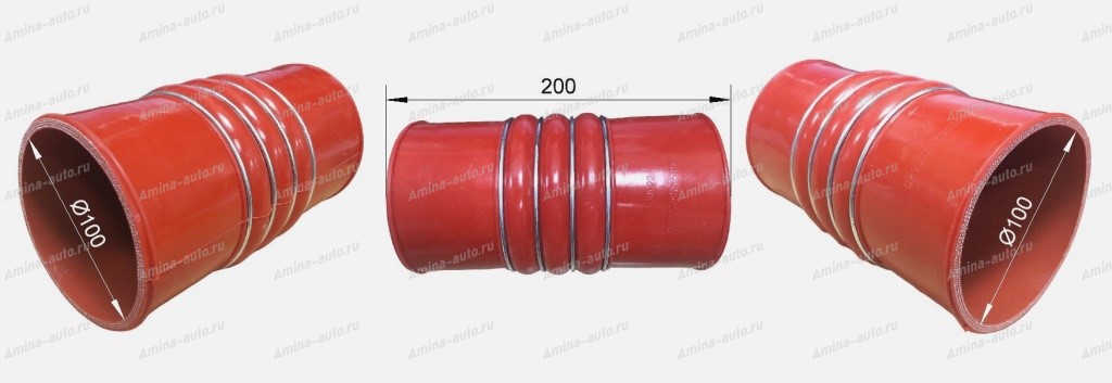 Патрубок интеркулера (ZhongTong) прямой d=100 L=200 *