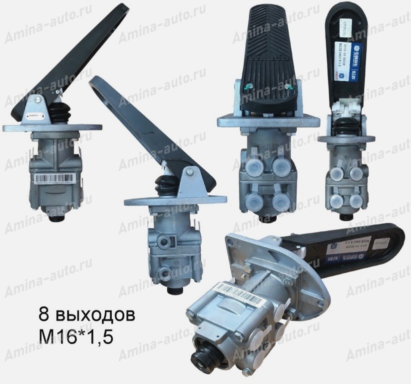 Кран тормозной главный (ZhongTong) 8 выходов резьба M16x1,5 *