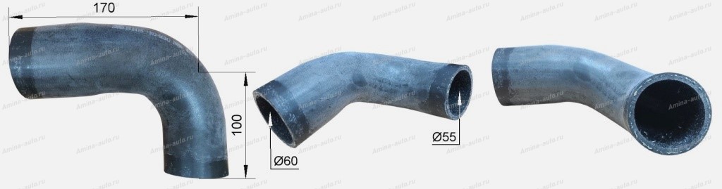 Патрубок радиатора Г-образный d=55/d=60 100*170 низ