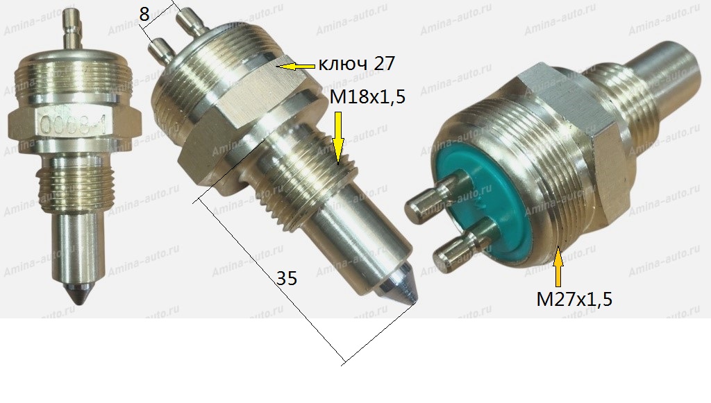 Датчик заднего хода (ZhongTong, Yutong) M27x1,5 / M18x1,5 нормально разомкнутый *