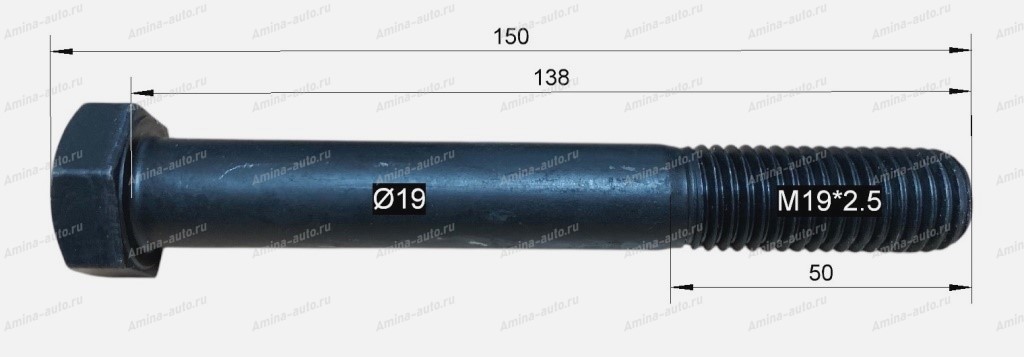 Болт амортизатора переднего (King Long, Higer) L=138 /150 M19x2,5 нижний *