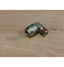 Штуцер 90 град. резьба конус 1/4" (12,9--13,9мм) / трубка D=3/8"(9,5mm) (AGE)