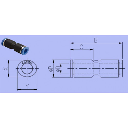 Фитинг трубки прямой GPUC 04 (d=4mm)