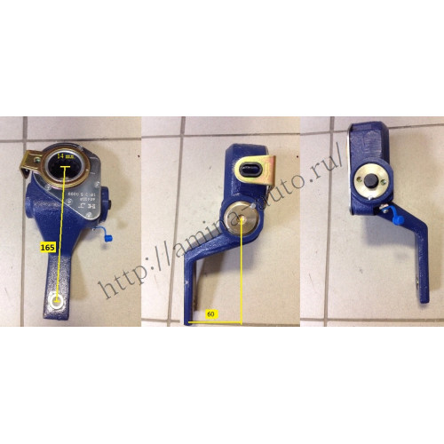 Трещотка тормозная задняя 14 шл. автомат LH L=165mm/60mm LH 4042 (резкий изгиб)