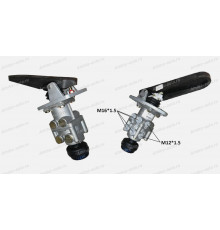 Кран тормозной главный 6 выходов (Higer) резьба M16x1,5 -4шт + M12x1,5 -2шт с педалью (ATN)