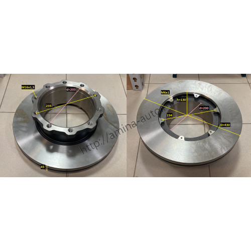 Диск тормозной задний 10 отв. D=430 T=45 H=130
