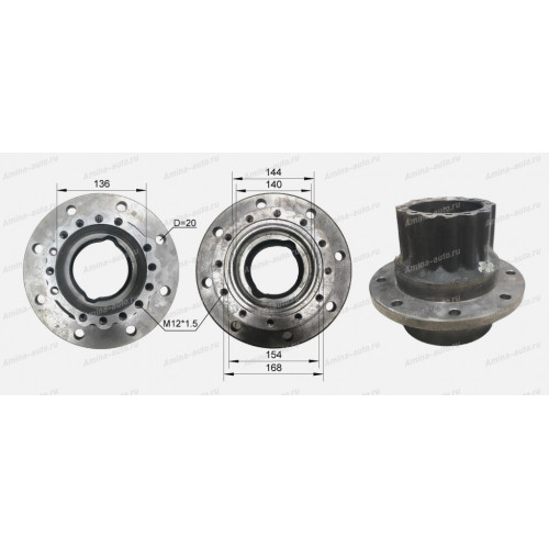 Ступица задняя (King Long) 12 отв. под диск