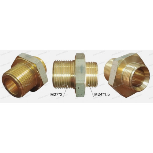 Штуцер прямой резьба M24x1,5 / резьба M27x2
