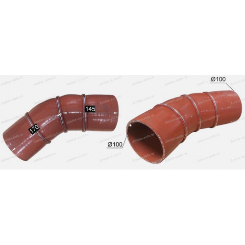 Патрубок интеркулера (King Long) 135 градусов d=100/100 L=150*150 3 кольца